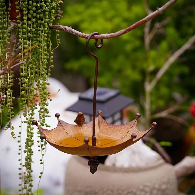 Art Craft Umbrella - 1pc Vintage Metal Umbrella Bird Feeder
