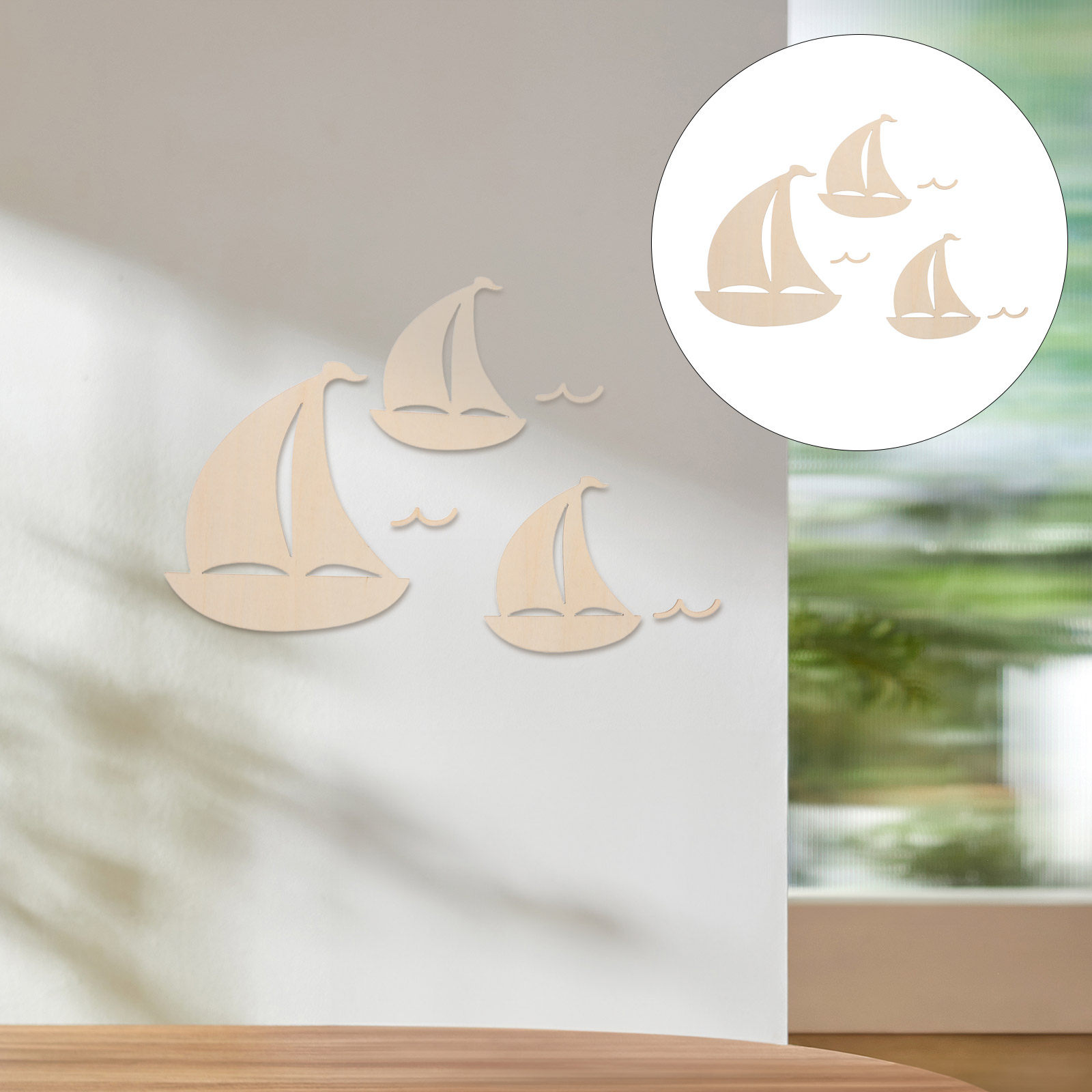 6Pcs Wooden Sailboat Decor for - Art And Craft For Nursery 评论和价格