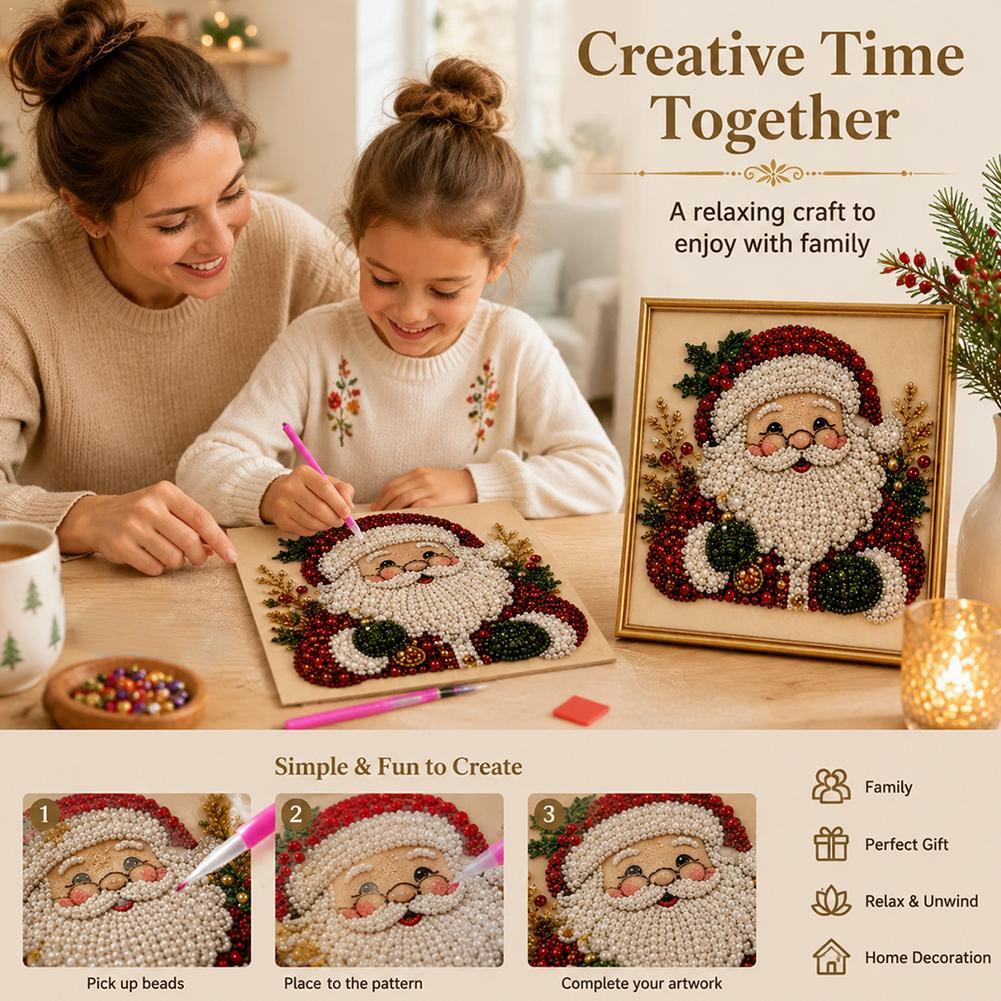 Christmas Santa Claus Pearl Ar - Art Craft Kit 评论和价格