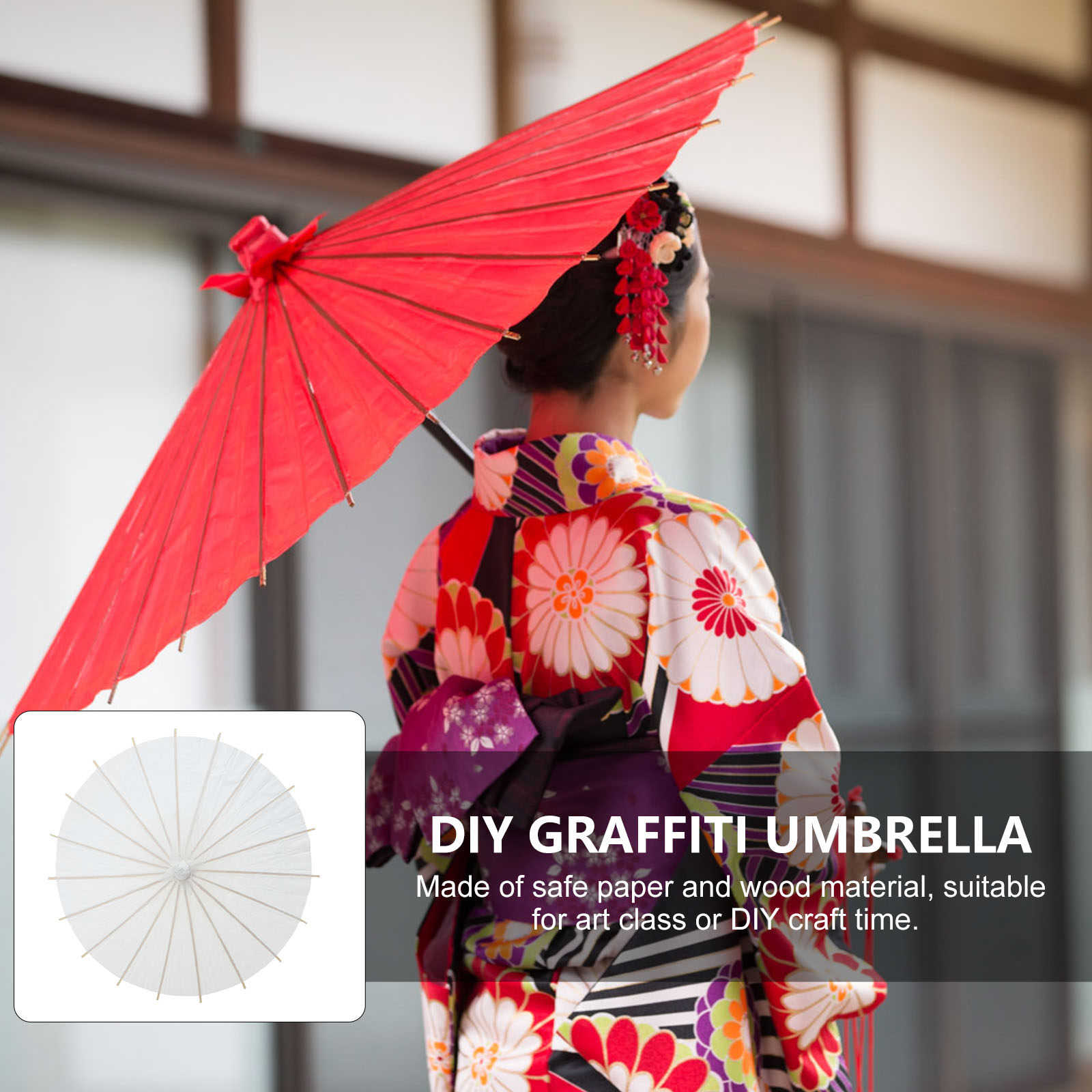 2Pcs Unfinished DIY Oil-Paper  - Art Craft Umbrella 评论和价格