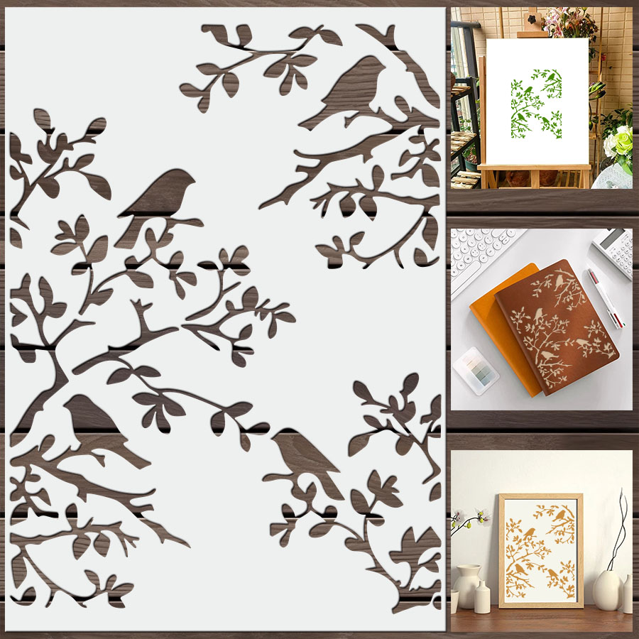 1pcs DIY Bird Branch Stencil f - Art Craft Template 评论和价格