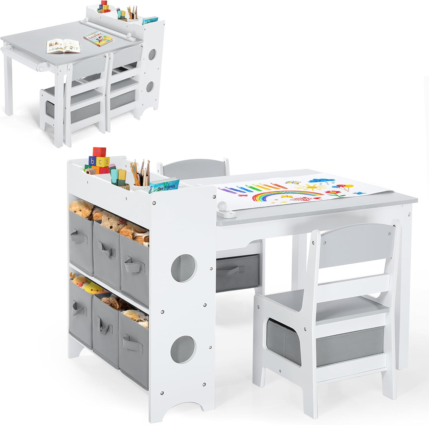 Kids Art Table & Chair Set, Wo - Art And Craft For Nursery 评论和价格