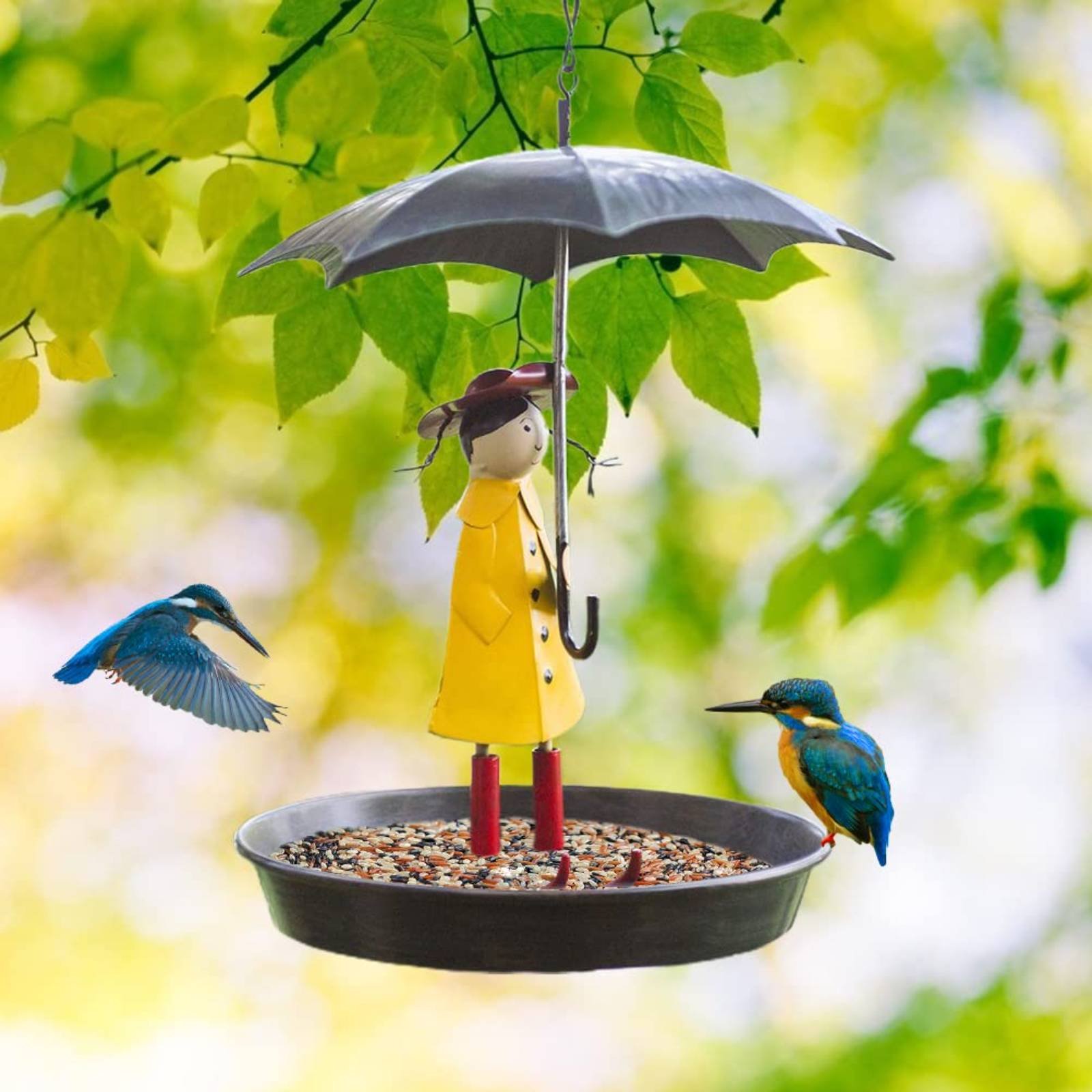 Girl with Umbrella Bird Feeder - Art Craft Umbrella 评论和价格