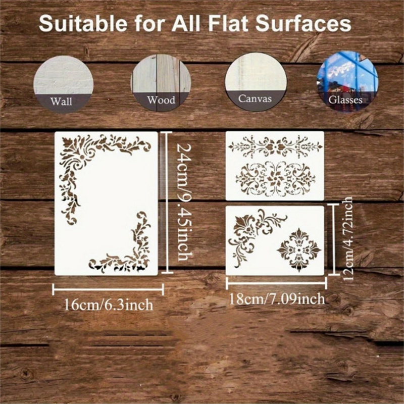 6Pcs Floral Corner Stencils fo - Art Craft Template 评论和价格
