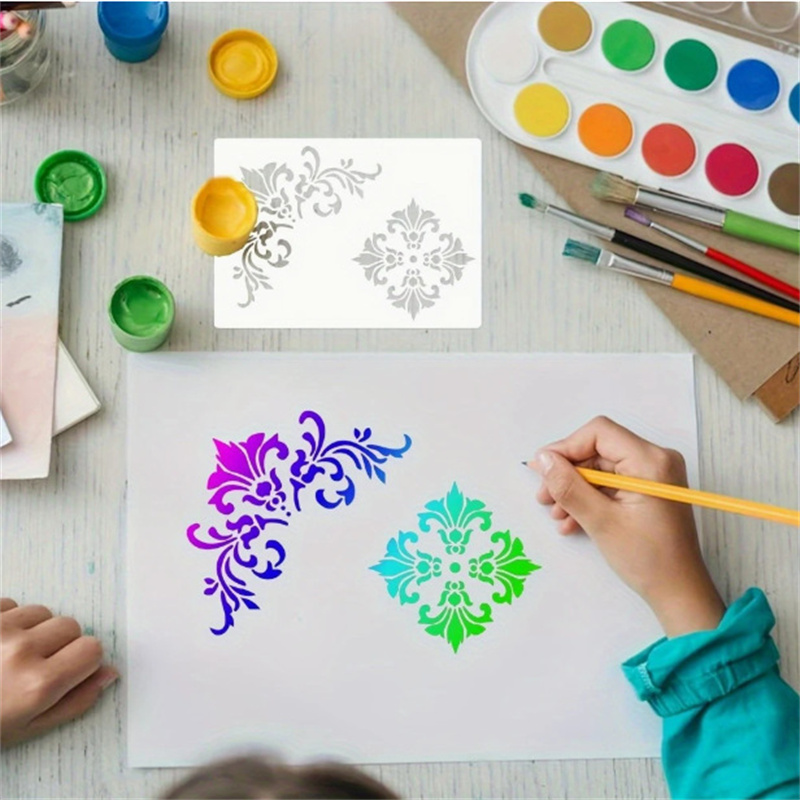 6Pcs Floral Corner Stencils fo - Art Craft Template 评论和价格