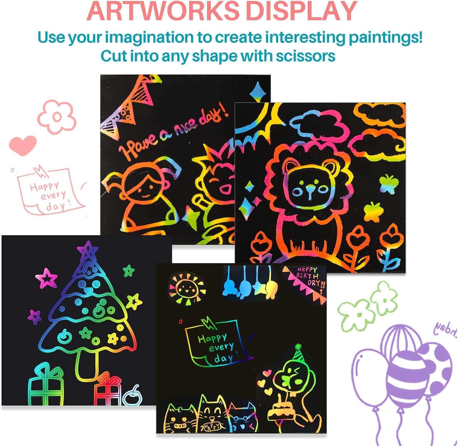 Rainbow Scratch Paper Art Craf - Art Craft 4 Years Old 评论和价格