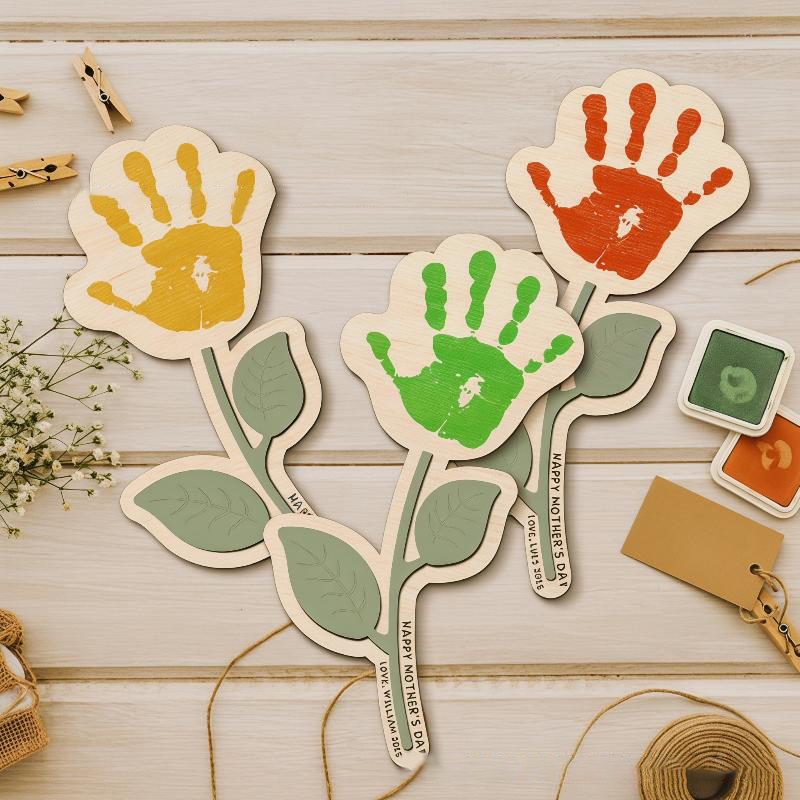 Blank Handprint Wood Flower Pl - Art And Craft For Nursery 评论和价格