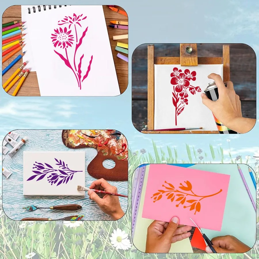 18 Pcs Flower Leaf Stencils Re - Art Craft Template 评论和价格