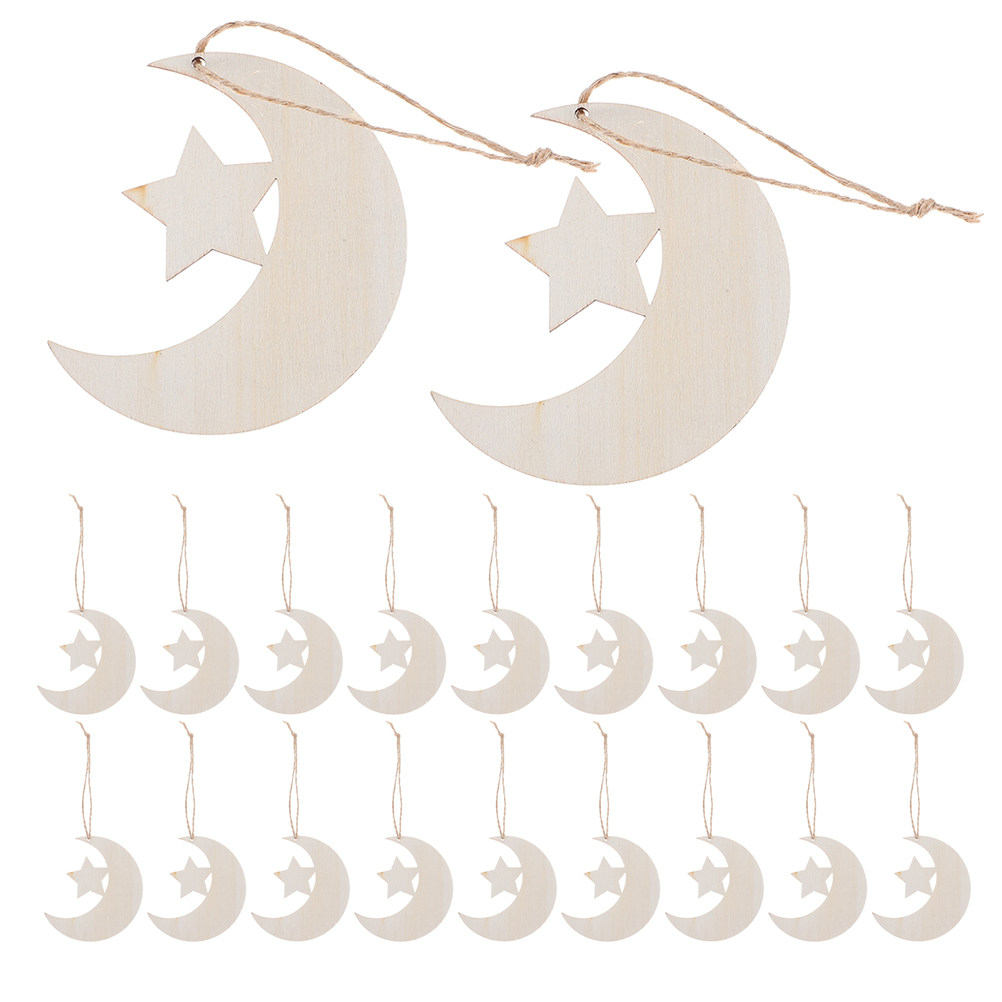 40Pcs Wood Moon Star Cutouts U - Art And Craft For Nursery 评论和价格