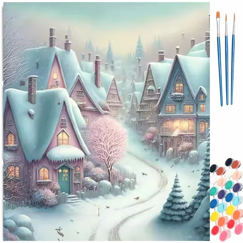 Paint By Numbers Kit for Adult - Art Craft Winter 评论和价格