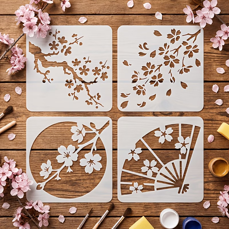 4PCS Japanese Cherry Blossom S - Art Craft Template 评论和价格